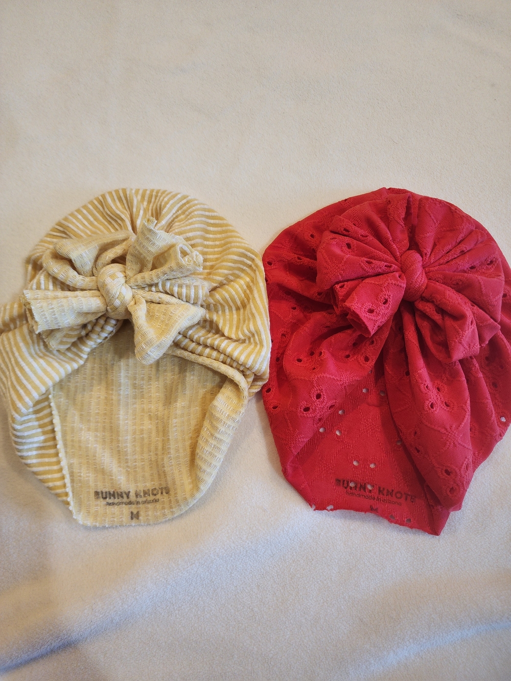 Bunny Knots Headwrap BUNDLE of 2 - Yellow Stripe & Red Size MEDIUM